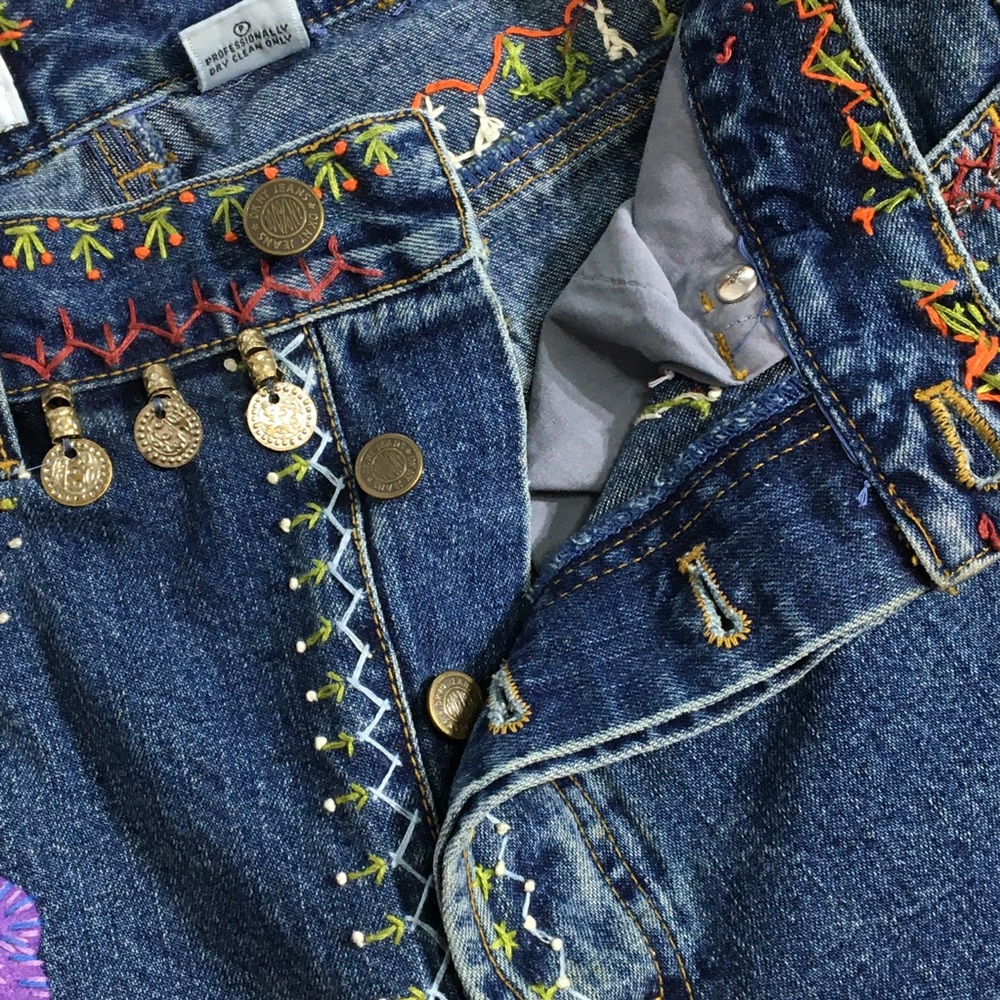 Vintage DKNY JEANS high waisted embroidery hippie - Picture 14 of 16